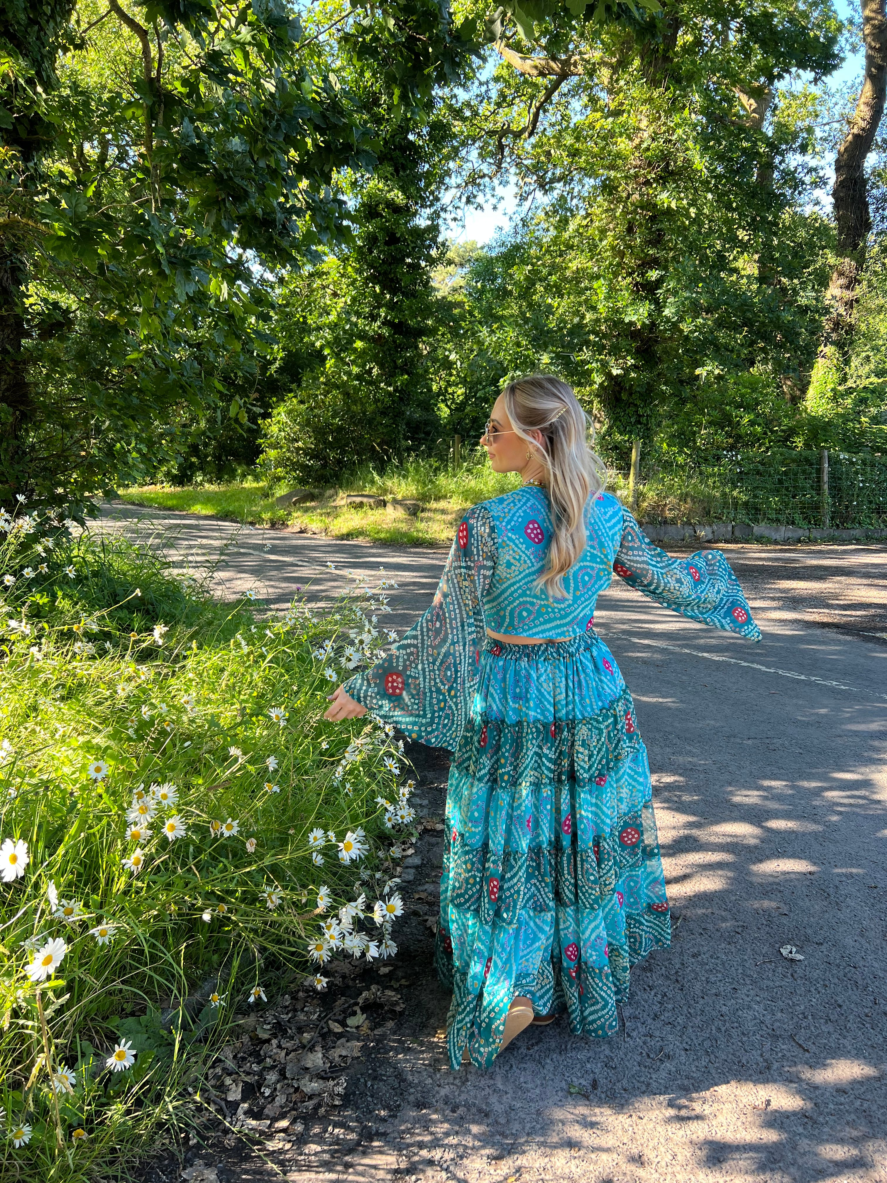 Aura Top & Maxi Skirt Set in Blue - Image 2