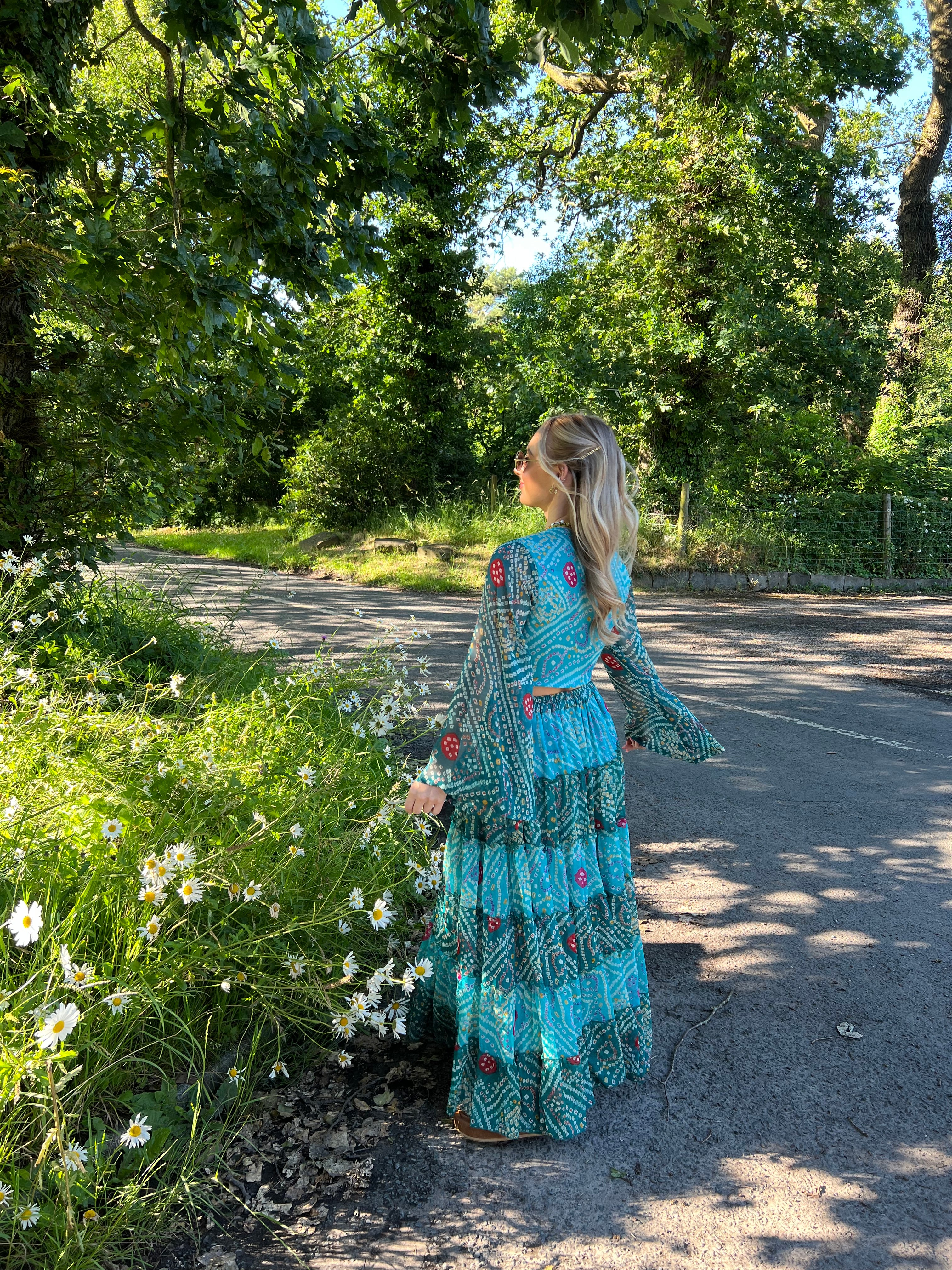 Aura Top & Maxi Skirt Set in Blue - Image 4