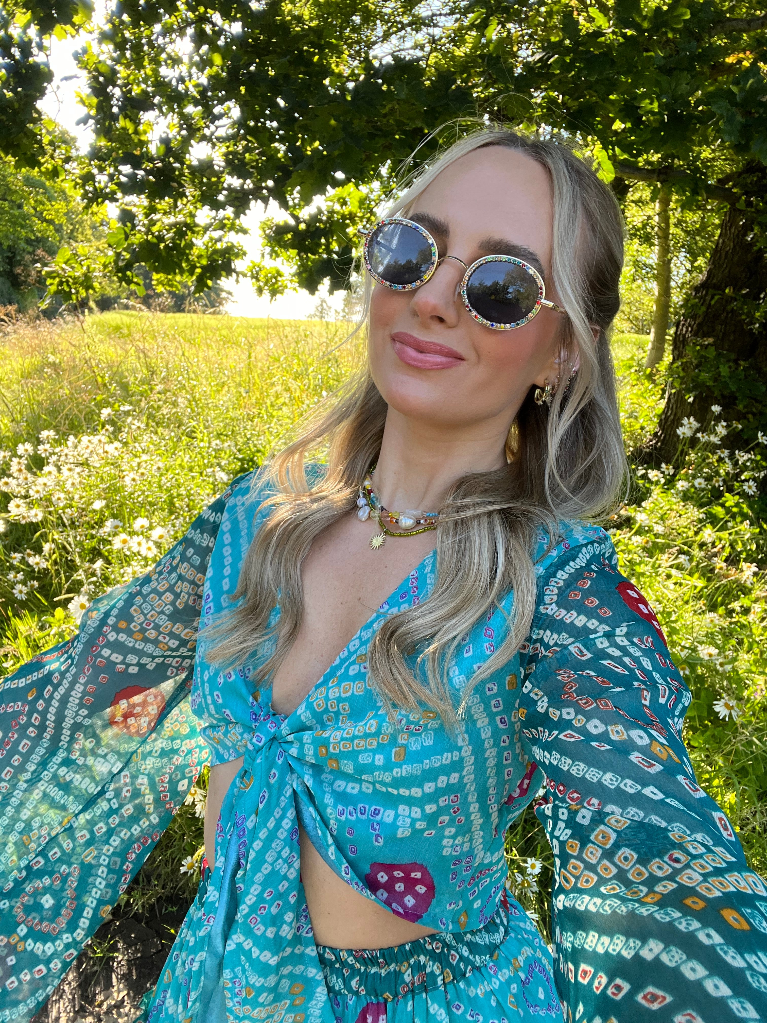 Aura Top & Maxi Skirt Set in Blue - Image 5