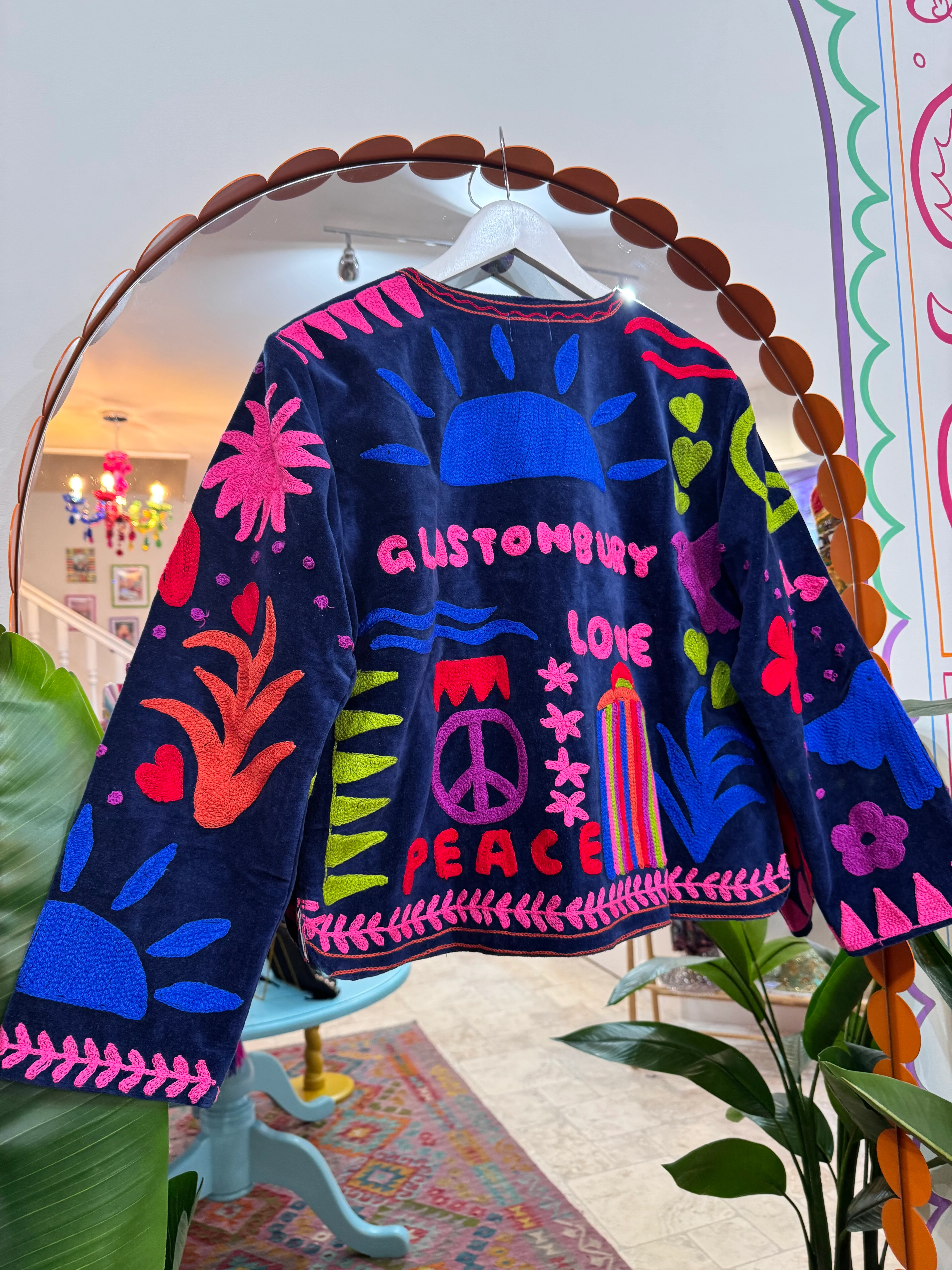 Glastonbury JOY Velvet Duster Jacket in Blue - Image 2