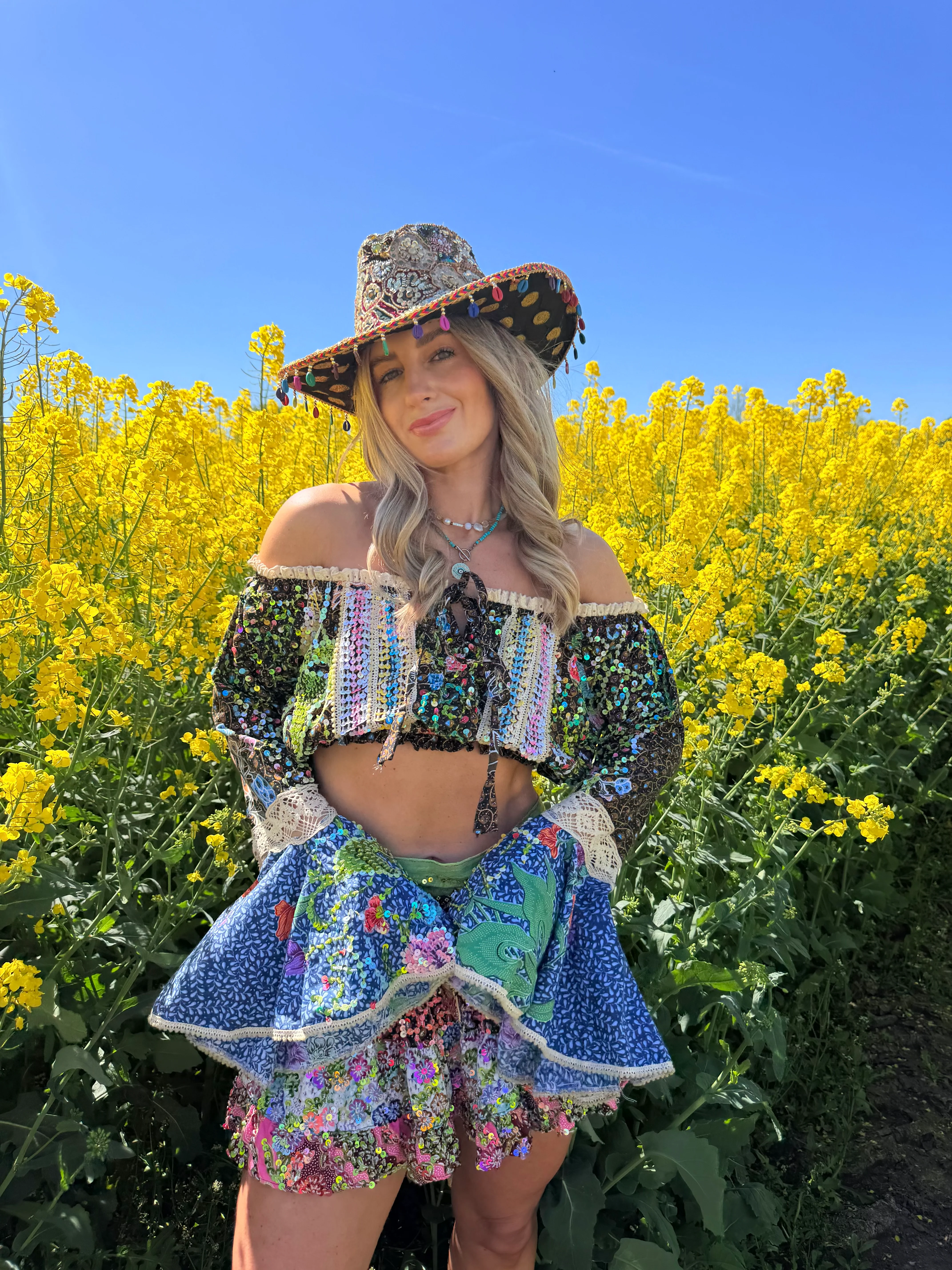 Gypsy Soul Embellished Bardot Top & Skirt Co Ord - Image 2