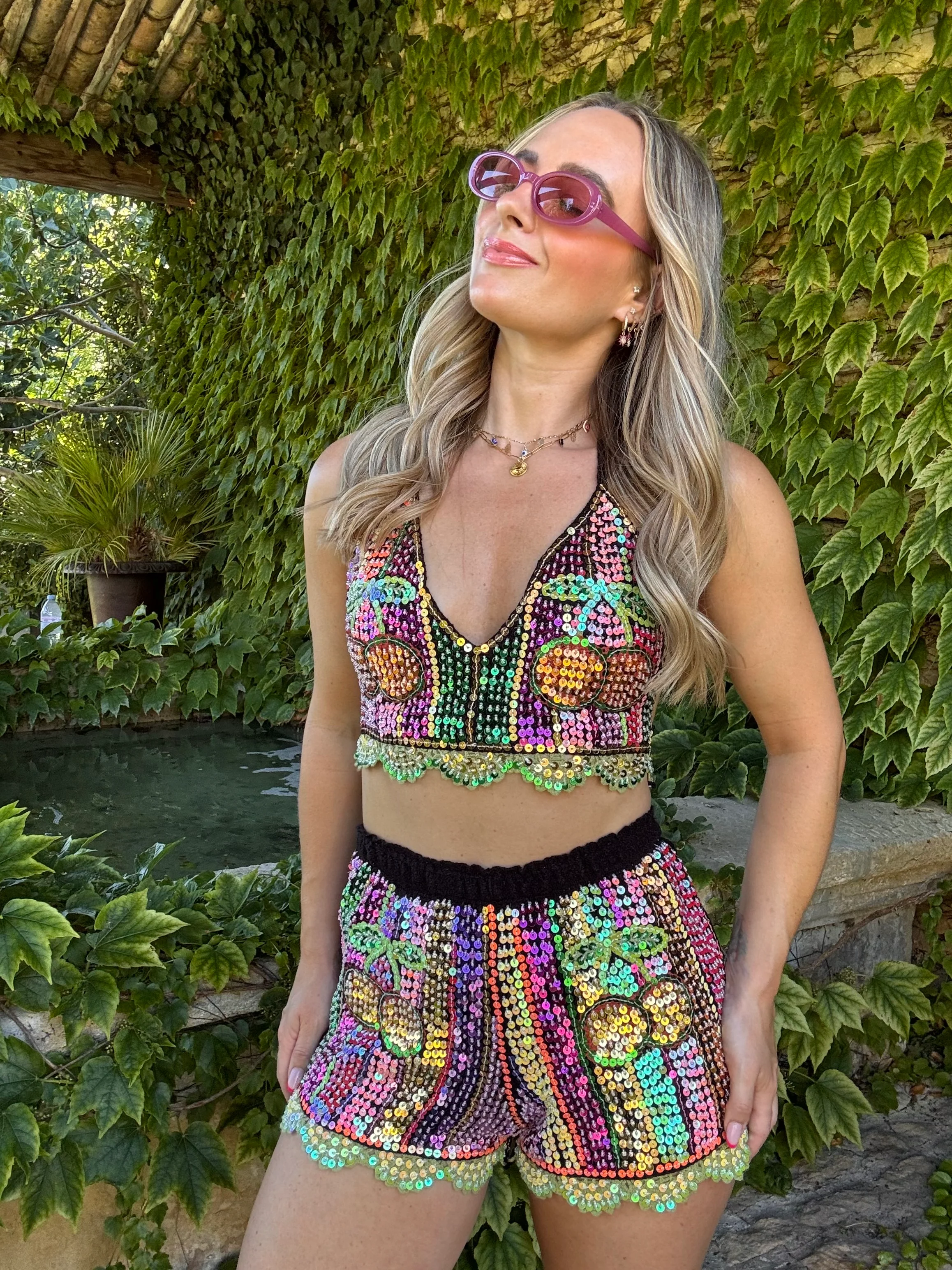 Gypsy Soul Embellished Cherry Crochet Co ord - Black - 5 - Image 2