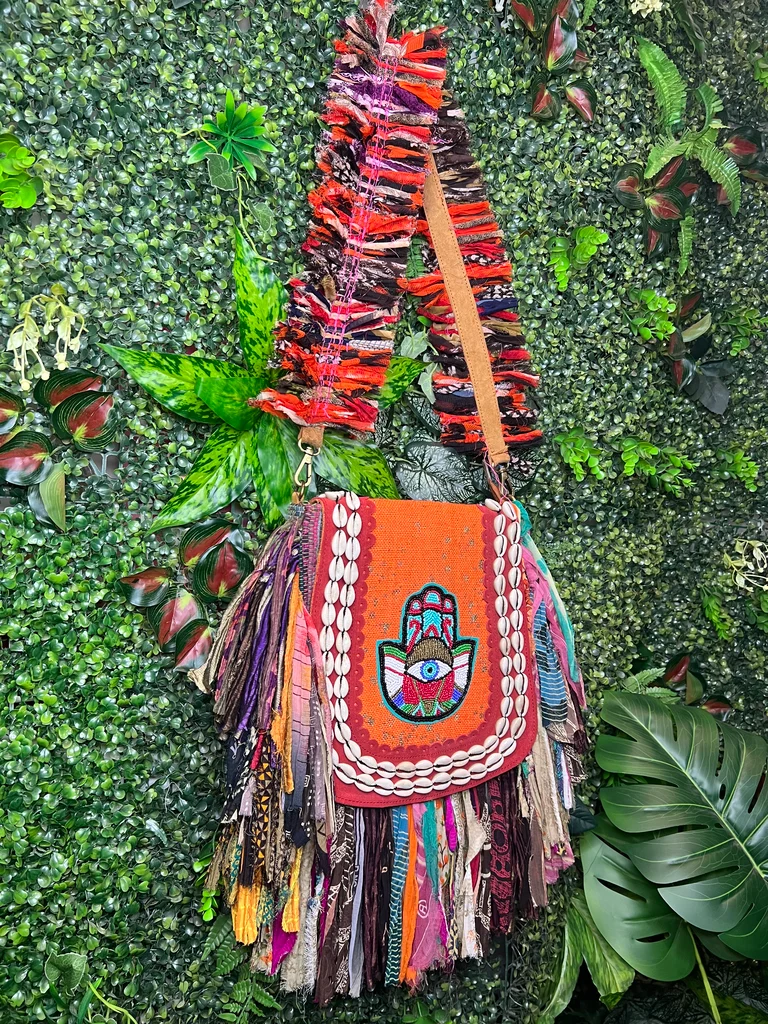 Hamsa Sari Shell Bag in Orange - Image 3
