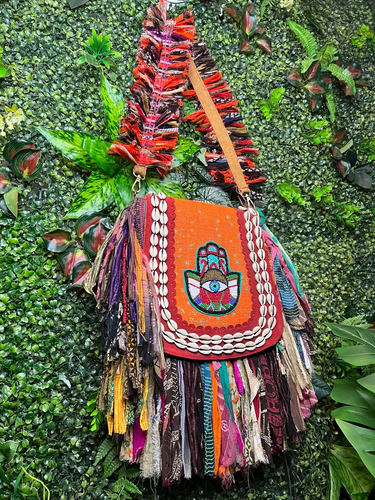 Hamsa Sari Shell Bag in Orange - Image 5