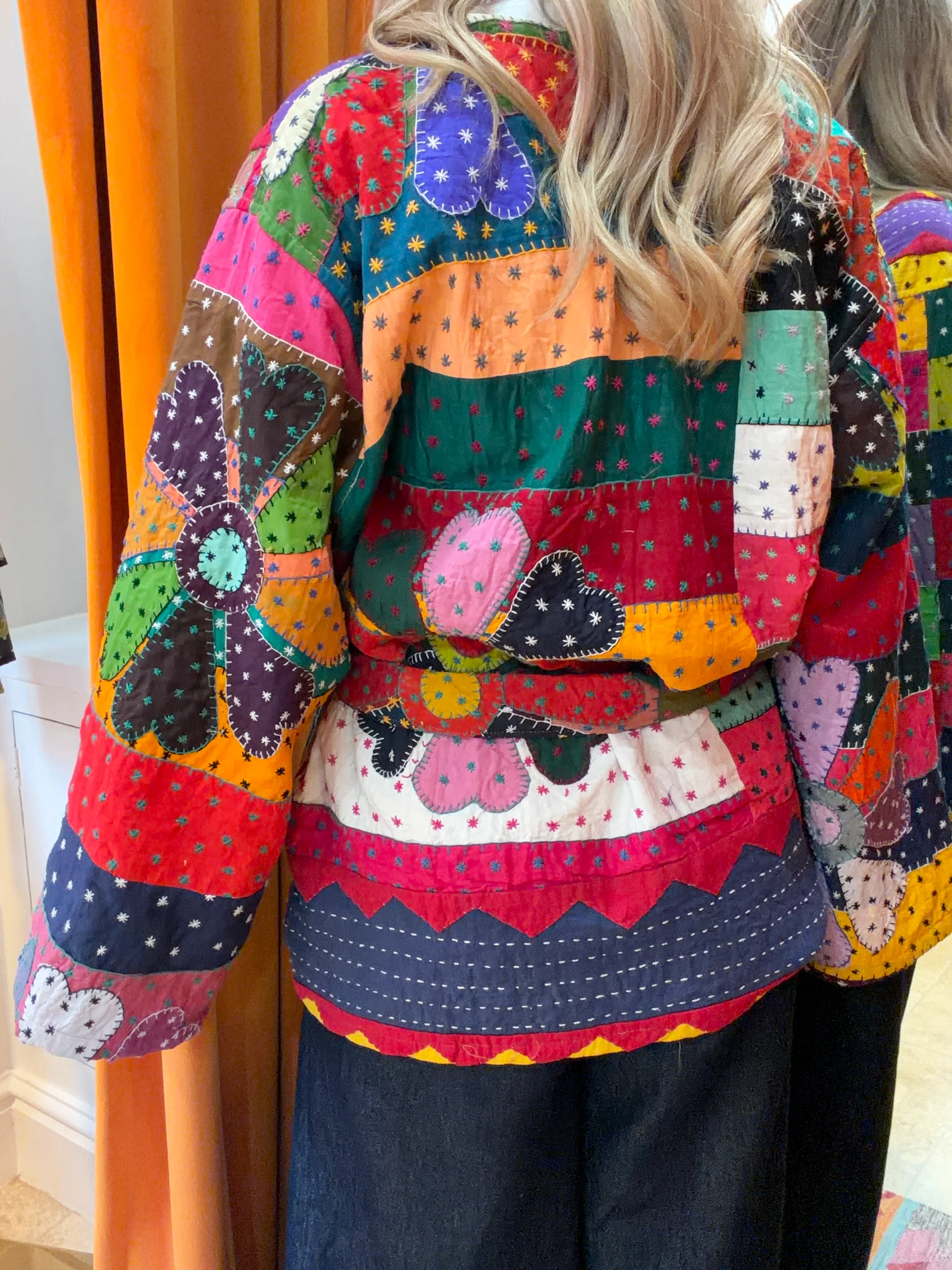 Kantha Flower Stitch Kimono Jacket - Image 2