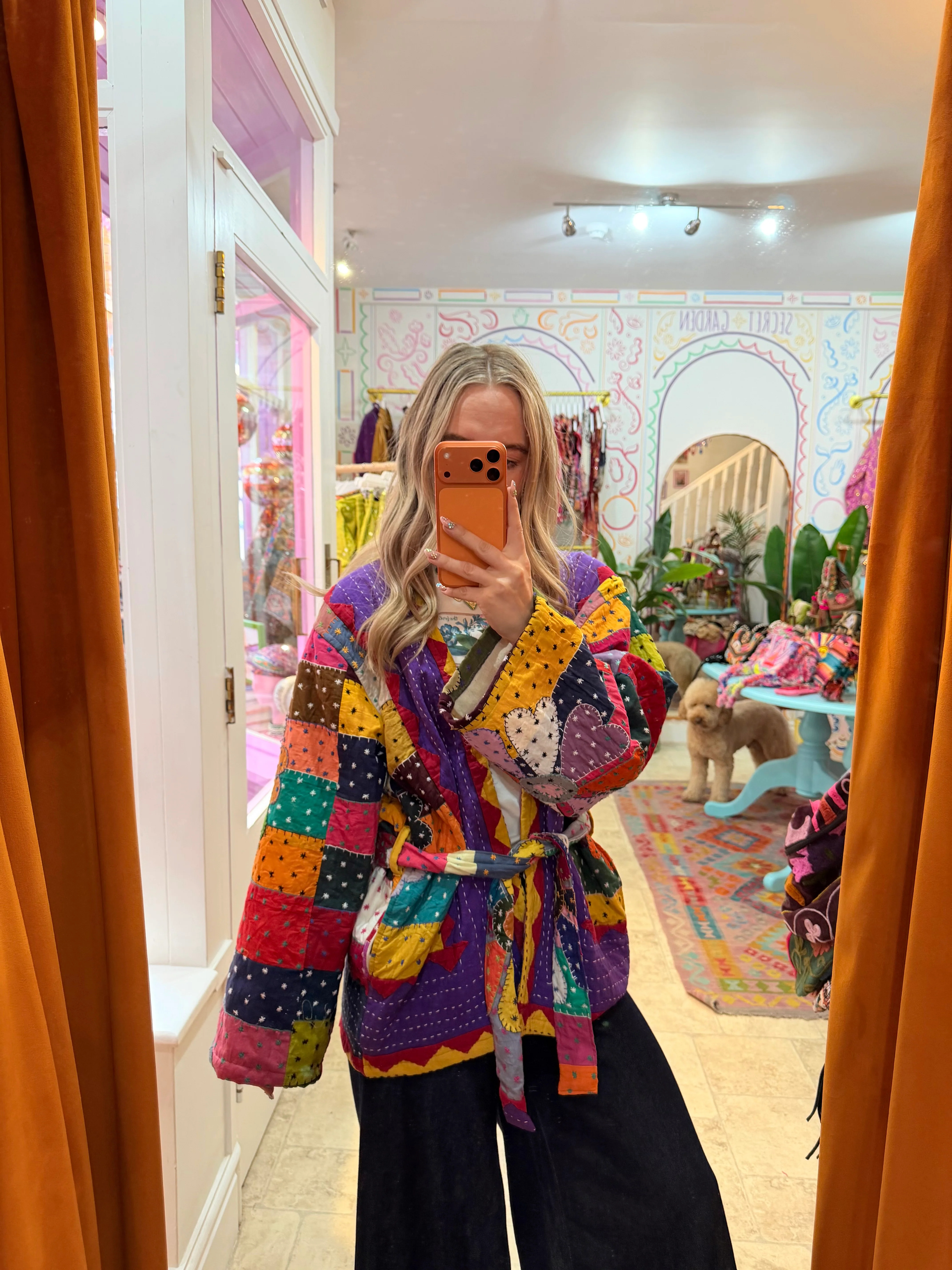 Kantha Flower Stitch Kimono Jacket - Image 4