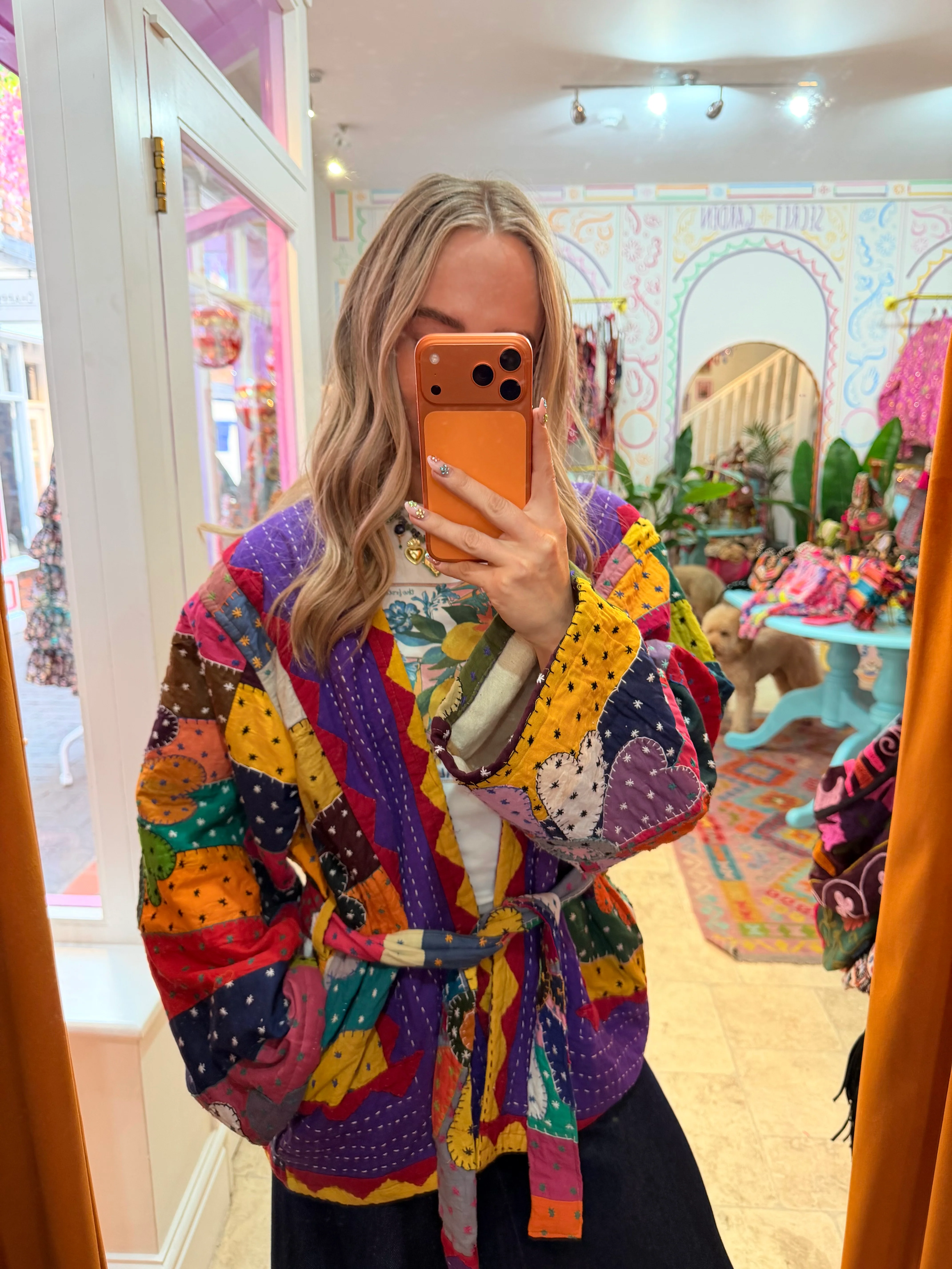 Kantha Flower Stitch Kimono Jacket - Image 5
