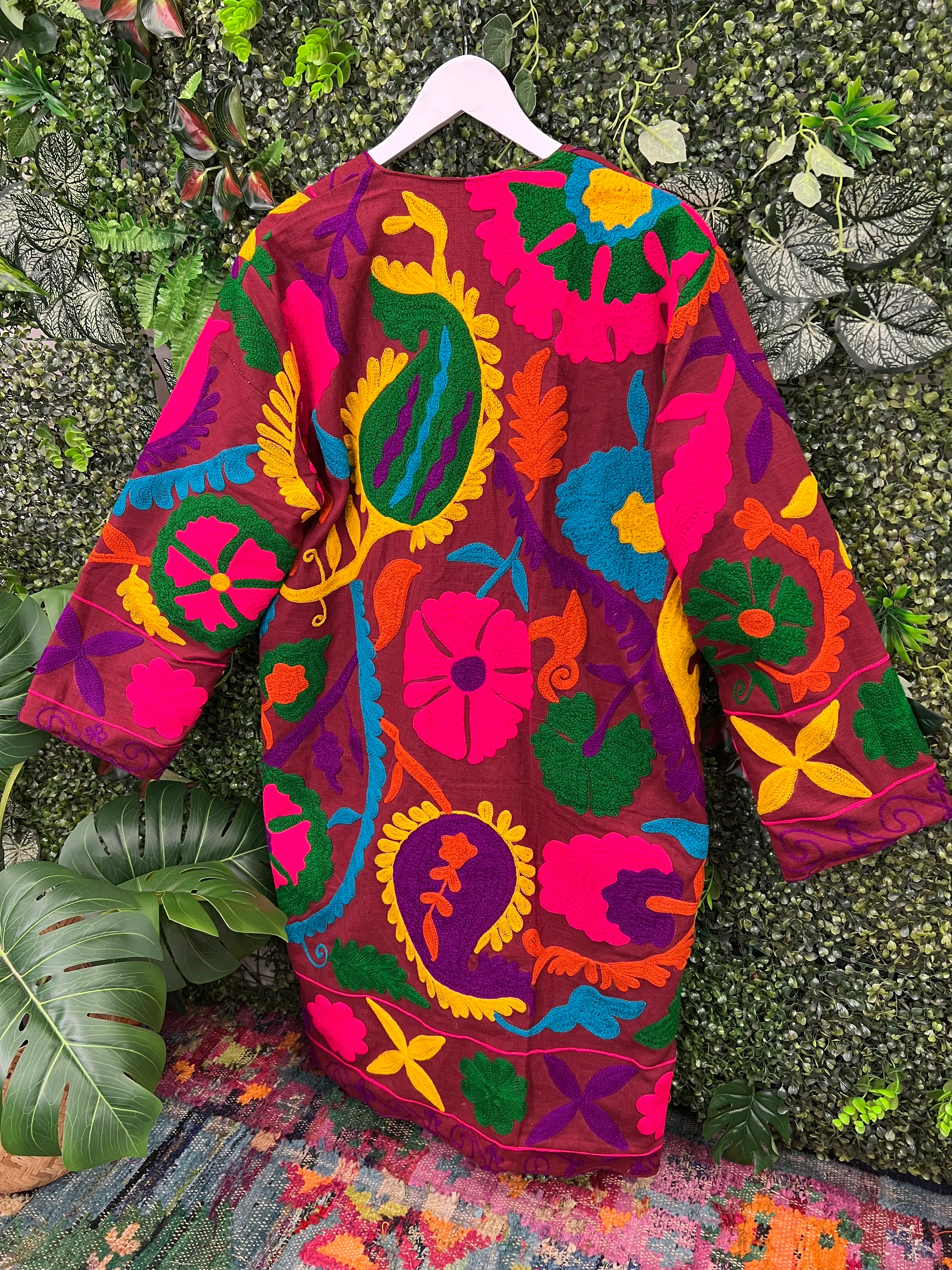 Suzani Kimono Jacket - Burgundy - Image 2