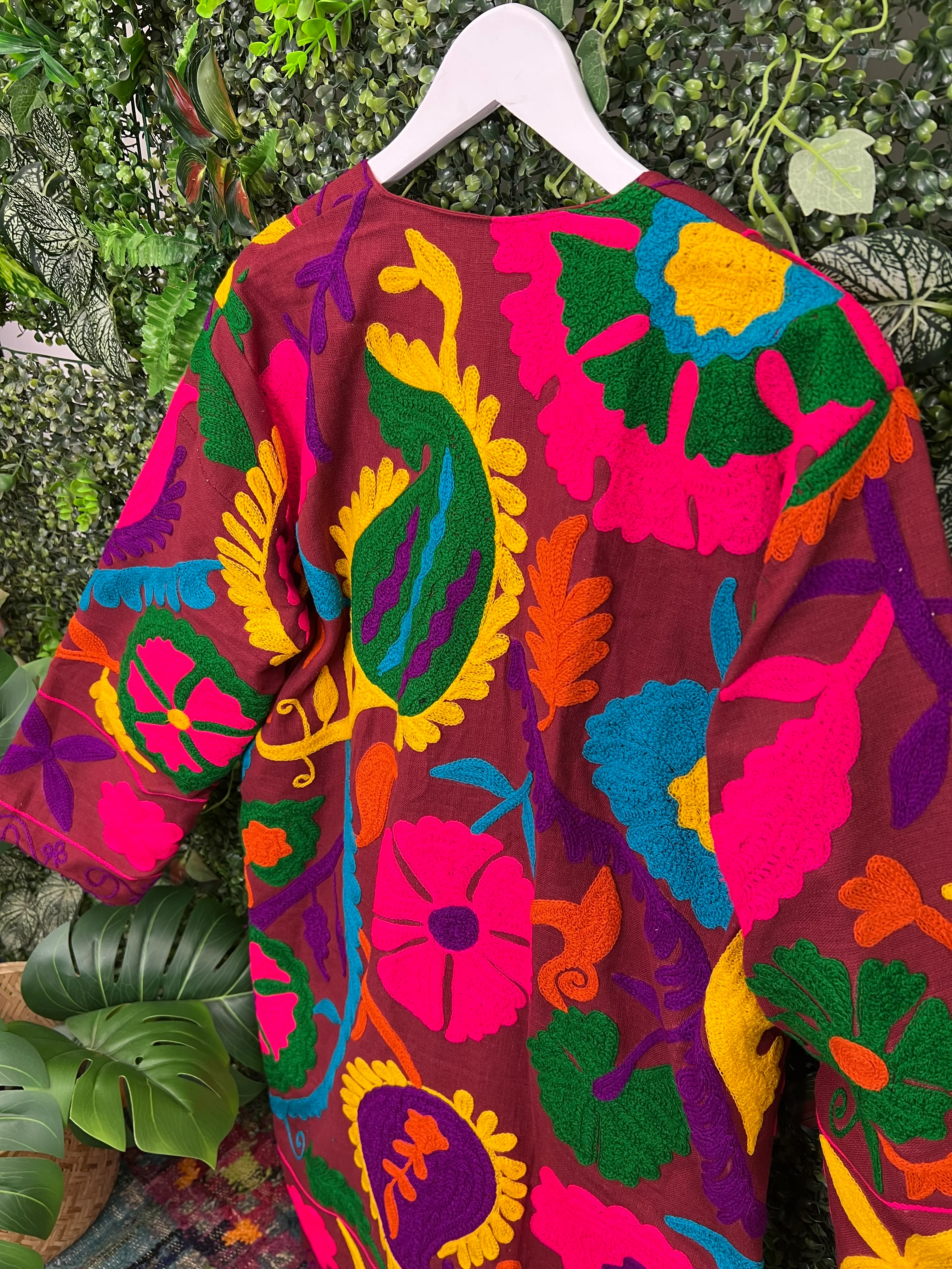 Suzani Kimono Jacket - Burgundy - Image 3