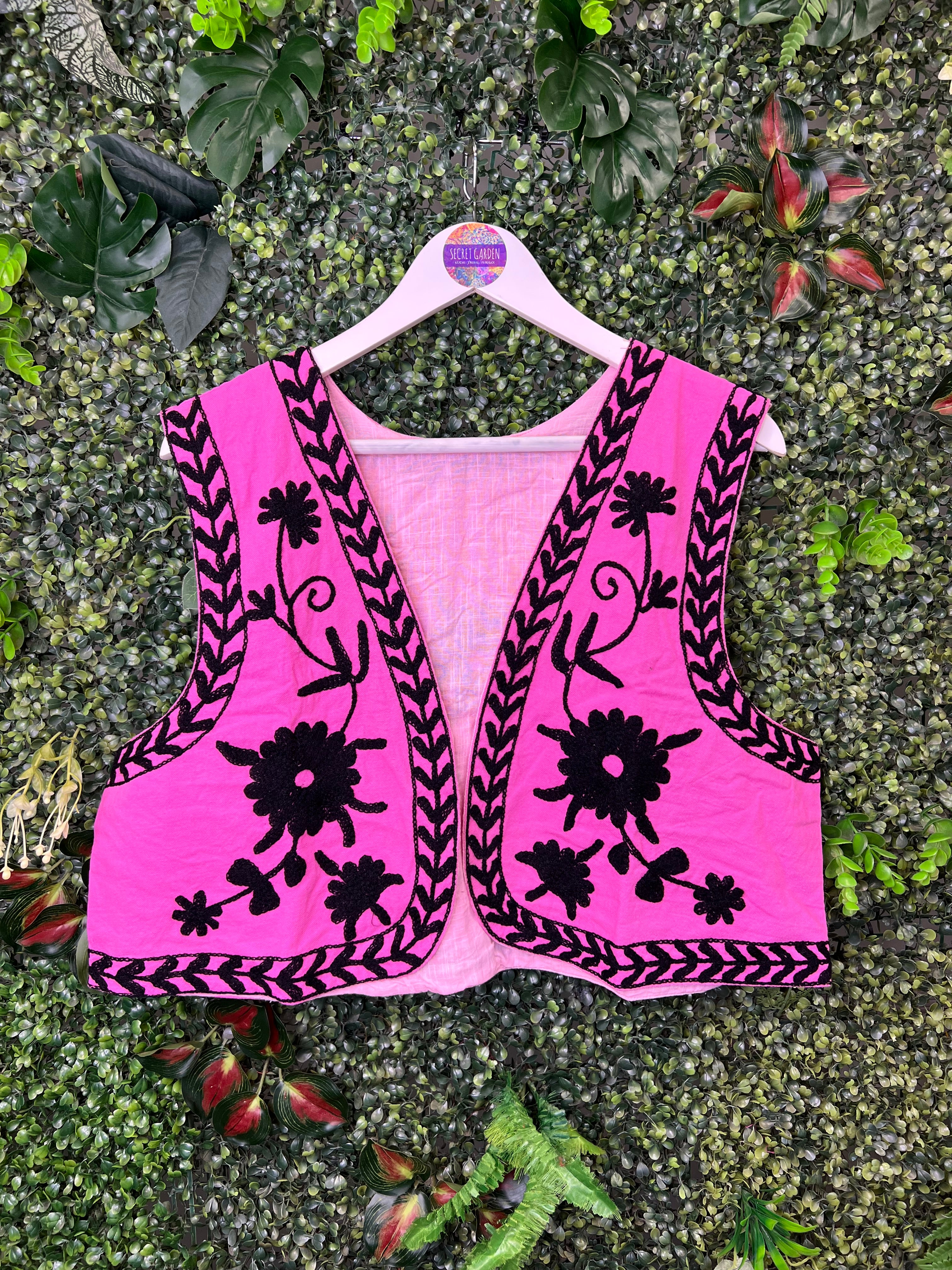 Suzani Waistcoat in Pink & Black - Image 2