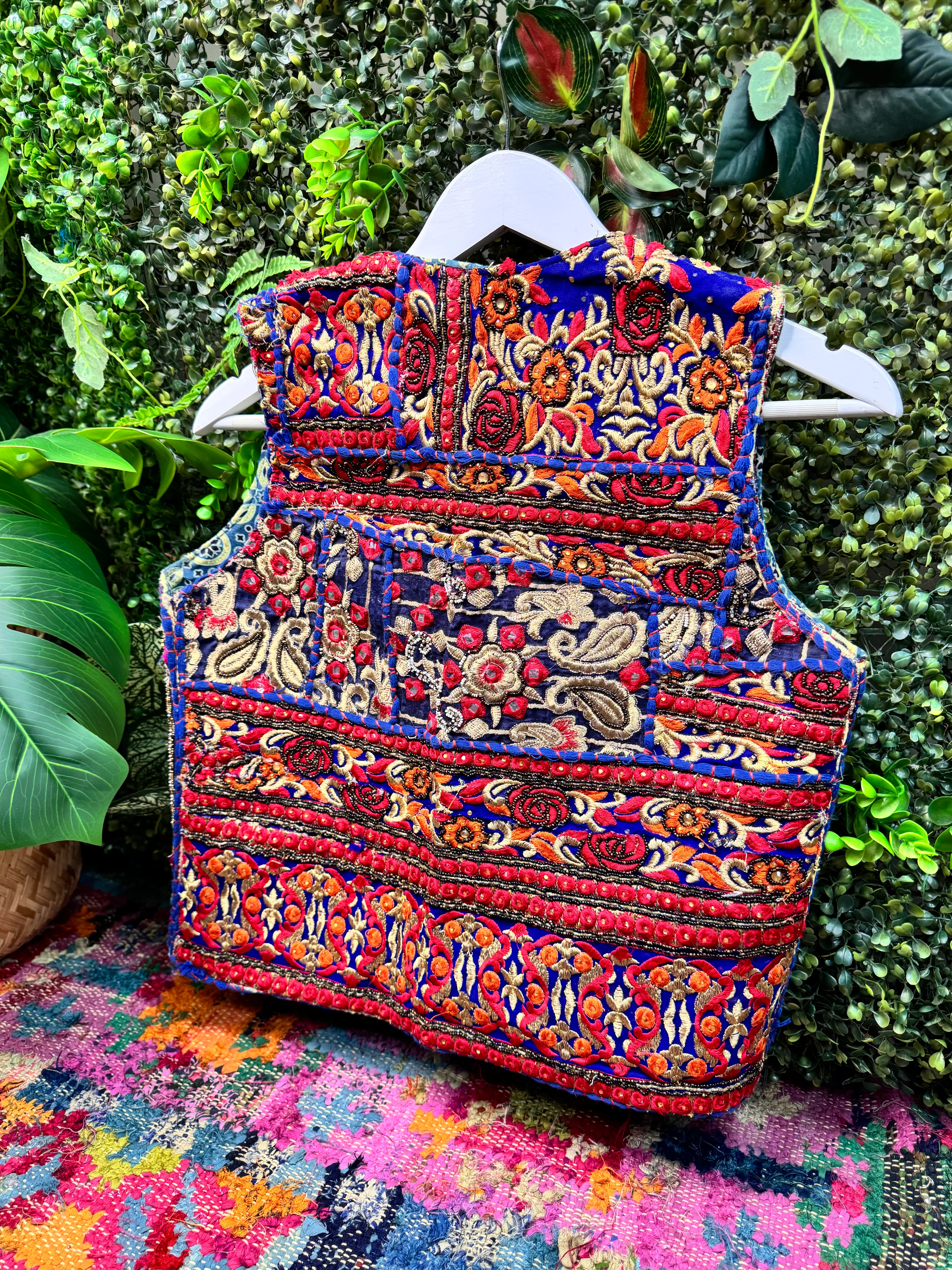 Tapestry Vintage Waistcoat - Blue - Image 2