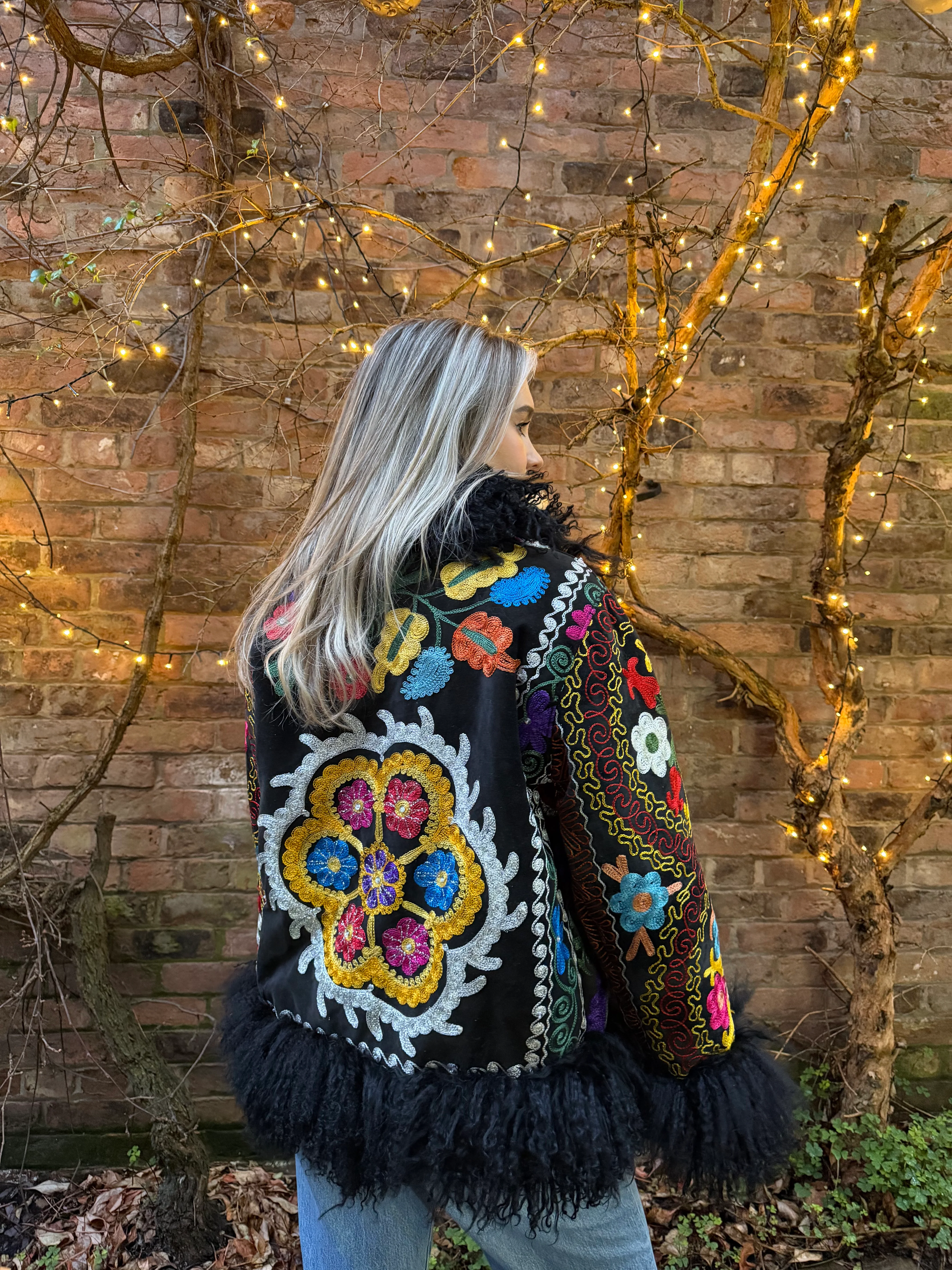 Vintage 70s Afghan Suzani Short Coat - Image 4
