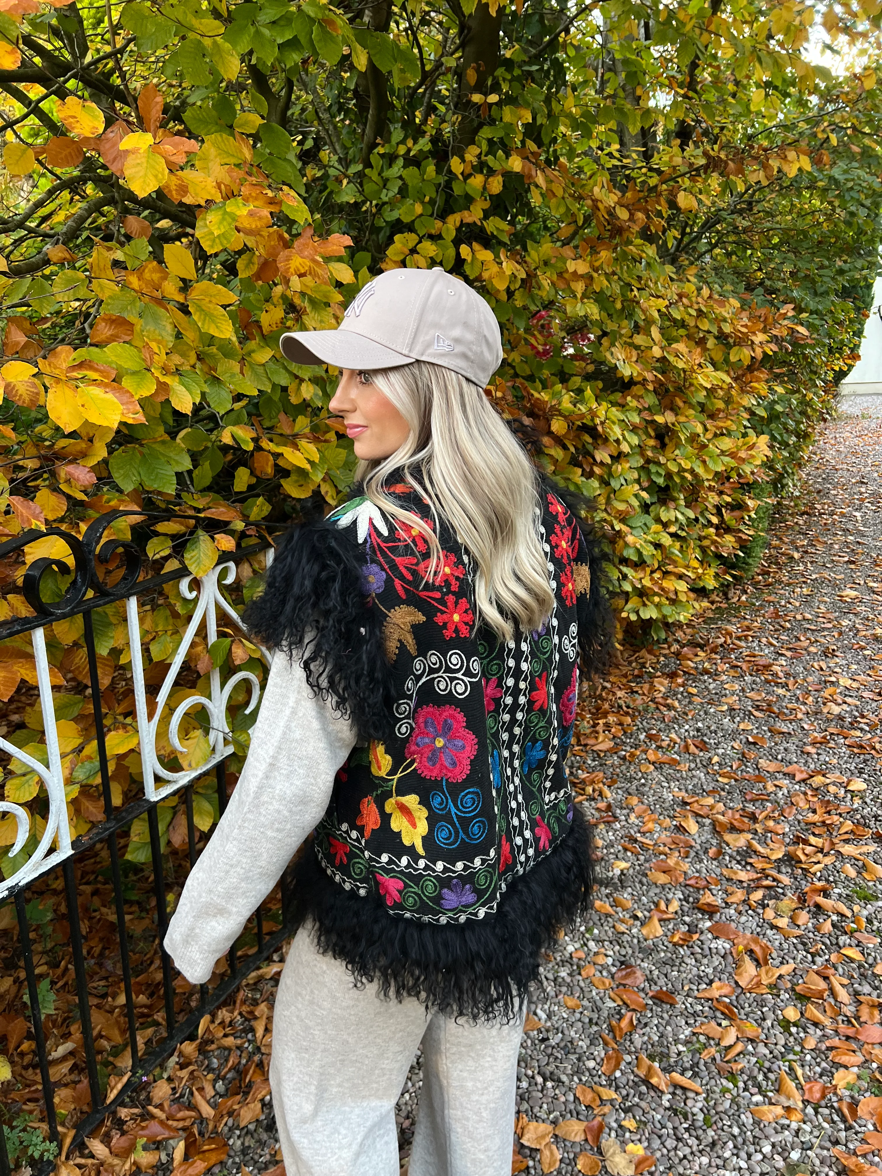 Vintage Suzani Mongolian Fur Gilet - Image 3